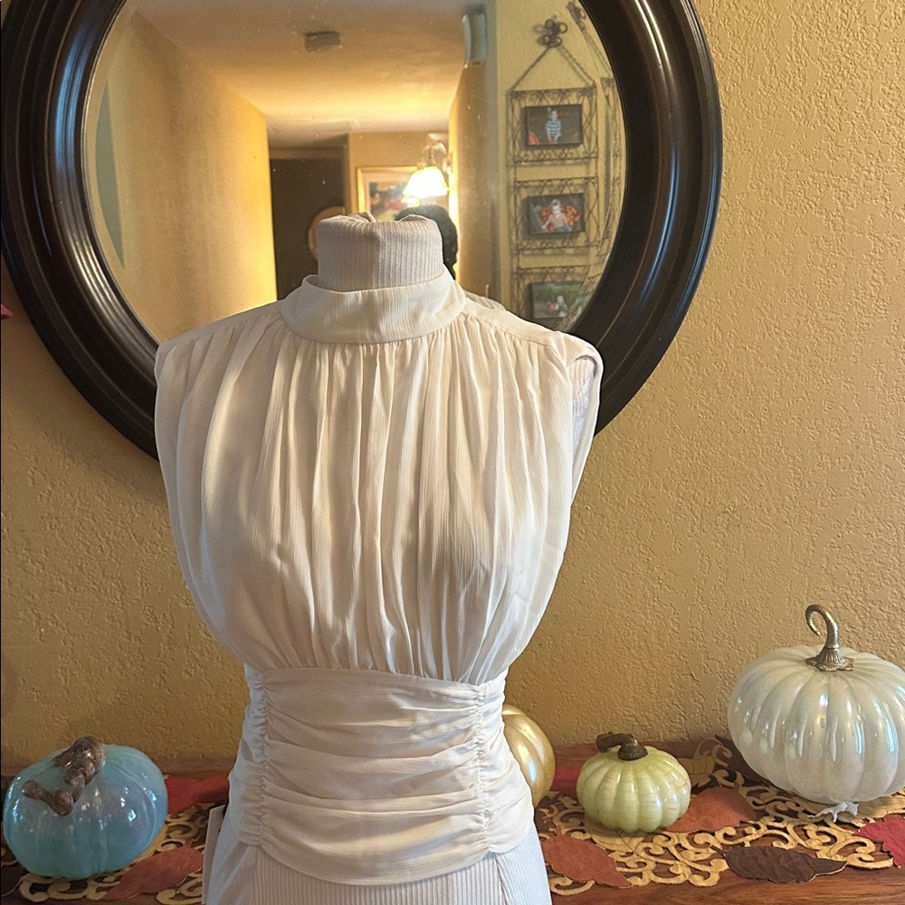 NWT Ivory Pleated Blouse - Picture 6 of 9